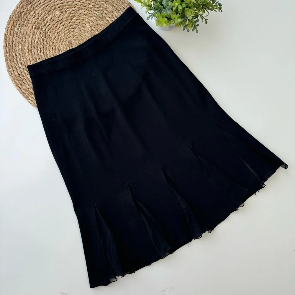 Grace Dane Lewis Black Knit Car Wash Hem Skirt Sz Small‎
